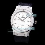 Replica Hublot Big Bang Classic Fusion Automatic Watch SS White Dial Diamond Bezel 45MM